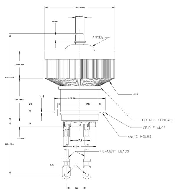 3CX15000H3 triode outline diagram