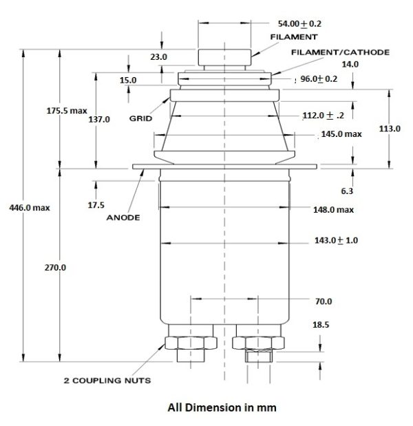 BW1184 triode outline diagram